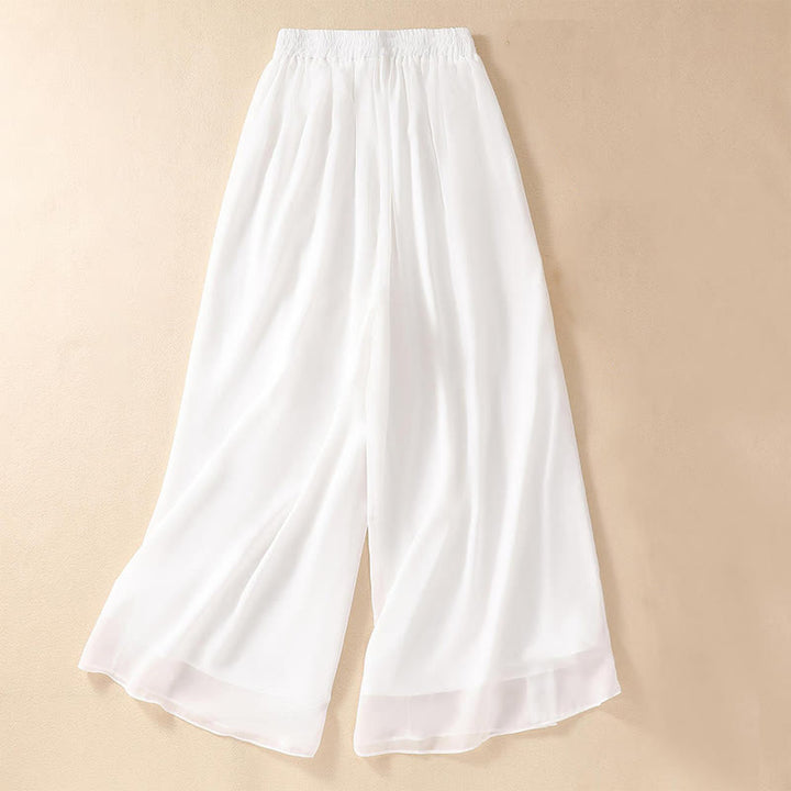 Robe chemise à boutons-grenouilles et broderies de fleurs pour femmes Buddha Stones Pantalon à jambe large - Pantalon large blanc - US8-10，UK/AU12-14，EU40-42 (2XL) - image 15