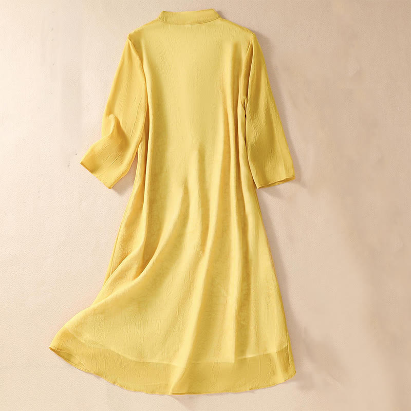 Robe chemise à boutons-grenouilles et broderies de fleurs pour femmes Buddha Stones Pantalon à jambe large - image 2