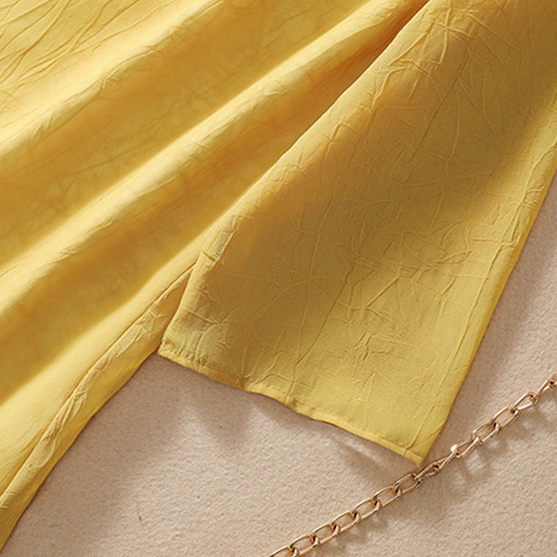 Robe chemise à boutons-grenouilles et broderies de fleurs pour femmes Buddha Stones Pantalon à jambe large - image 8