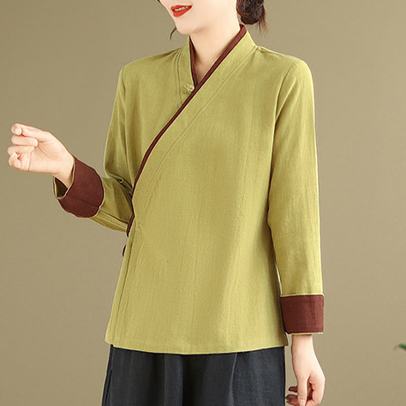 Chemise à lacets à manches longues pour femme Buddha Stones et couleur unie - Kaki foncé - US8-10，UK/AU12-14，EU40-42 (2XL) - image 8