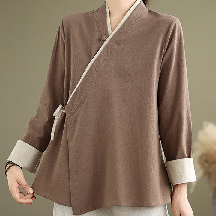 Chemise à lacets à manches longues pour femme Buddha Stones et couleur unie - image 19