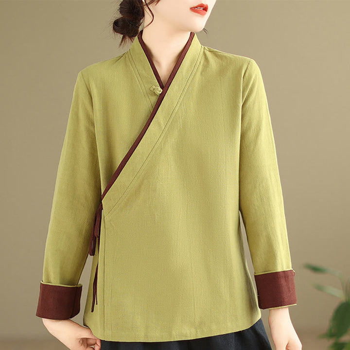 Chemise à lacets à manches longues pour femme Buddha Stones et couleur unie - image 9