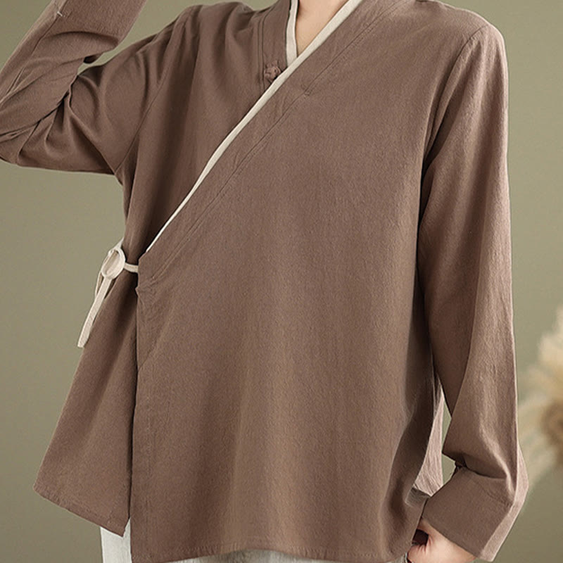 Chemise à lacets à manches longues pour femme Buddha Stones et couleur unie - image 20