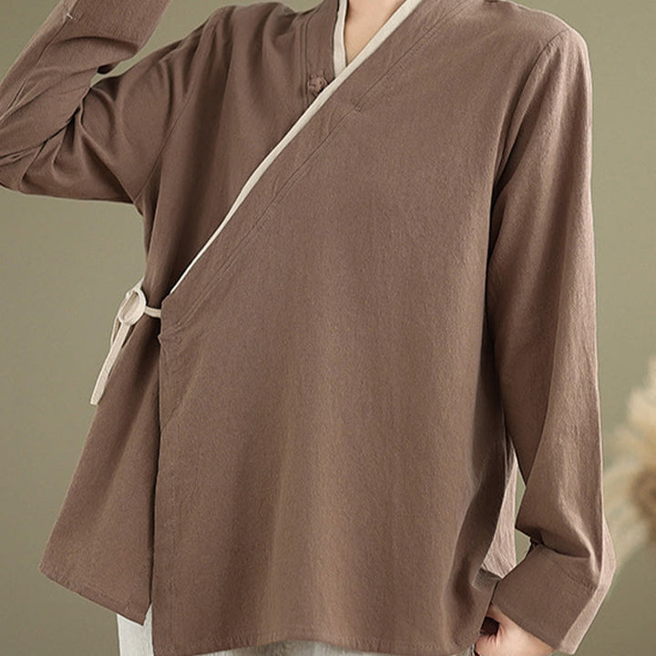 Chemise à lacets à manches longues pour femme Buddha Stones et couleur unie - image 20