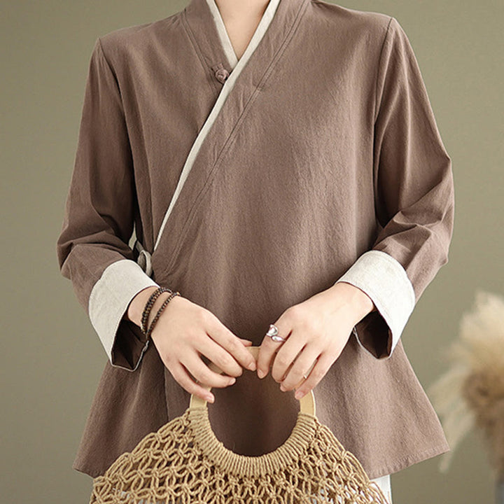 Chemise à lacets à manches longues pour femme Buddha Stones et couleur unie - image 22