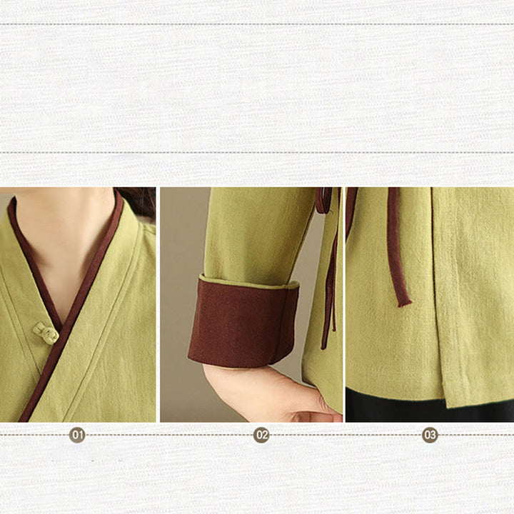 Chemise à lacets à manches longues pour femme Buddha Stones et couleur unie - image 16
