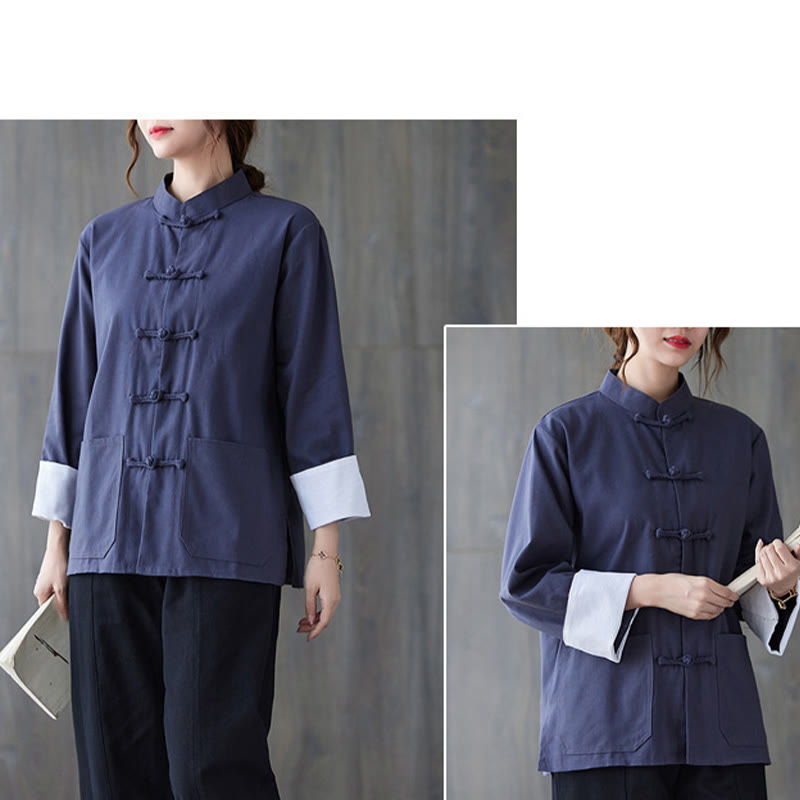 Ensemble de méditation pour femme Buddha Stones : chemise à manches longues et pantalon à boutons grenouille. - image 18