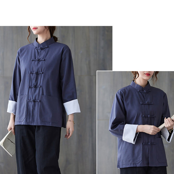 Ensemble de méditation pour femme Buddha Stones : chemise à manches longues et pantalon à boutons grenouille. - image 18