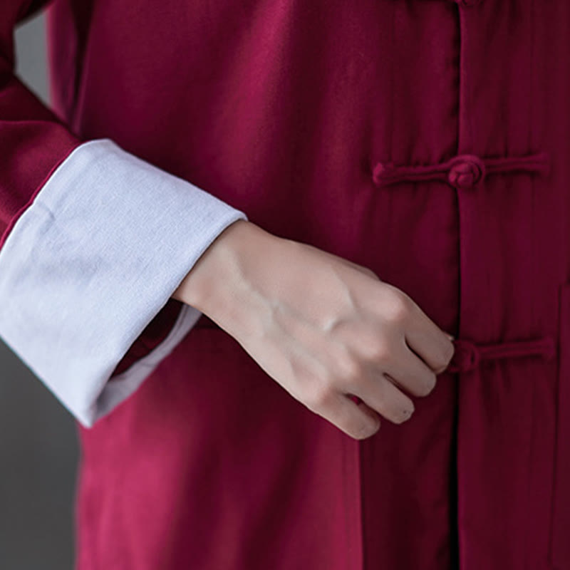 Chemise à manches longues et boutons de grenouille pour femme Buddha Stones Pantalon de méditation Vêtements en coton et lin - image 12