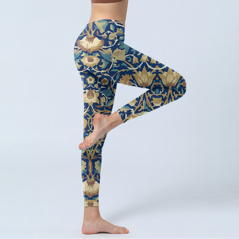 Leggings de sport à motif de fleurs de lotus interconnectées avec Buddha Stones Pantalon de yoga pour femme - image 4