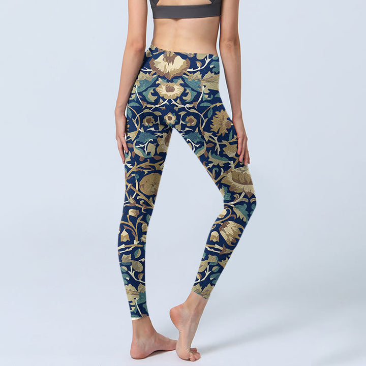 Leggings de sport à motif de fleurs de lotus interconnectées avec Buddha Stones Pantalon de yoga pour femme - image 5