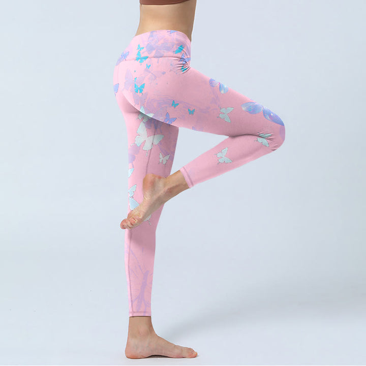Pantalon de yoga pour femme avec leggings de sport à imprimé papillon et Buddha Stones - image 4
