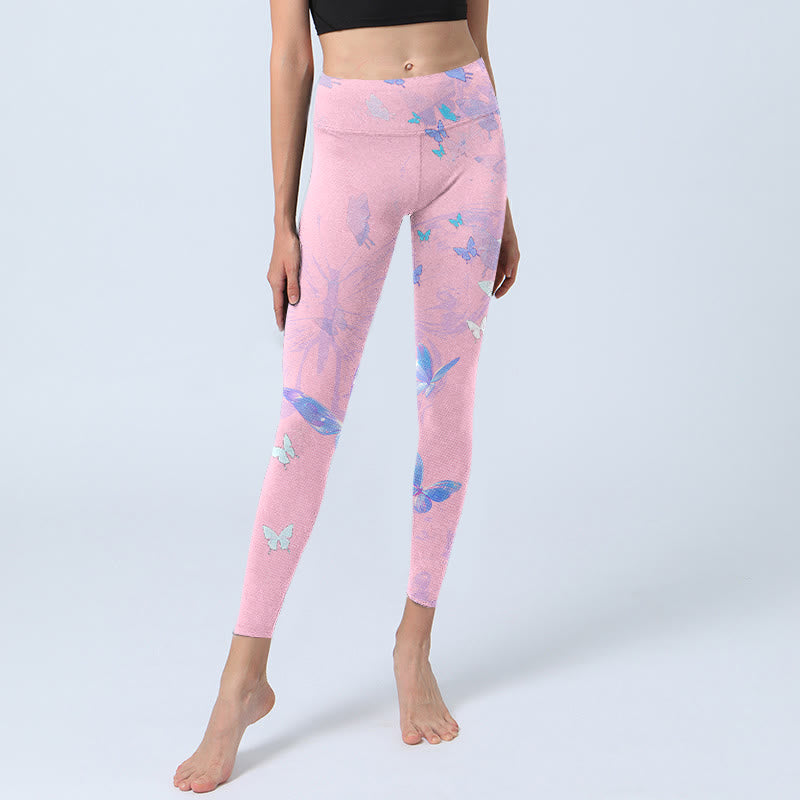 Pantalon de yoga pour femme avec leggings de sport à imprimé papillon et Buddha Stones - image 6