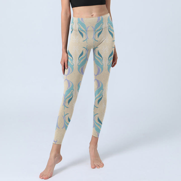 Pantalon de yoga pour femme avec leggings de sport et lignes bleues, violettes et vertes Buddha Stones - image 6