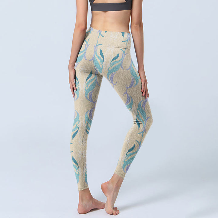 Pantalon de yoga pour femme avec leggings de sport et lignes bleues, violettes et vertes Buddha Stones - image 5