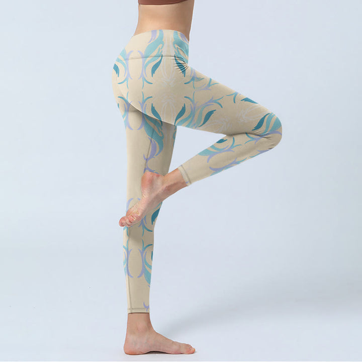 Pantalon de yoga pour femme avec leggings de sport et lignes bleues, violettes et vertes Buddha Stones - image 4