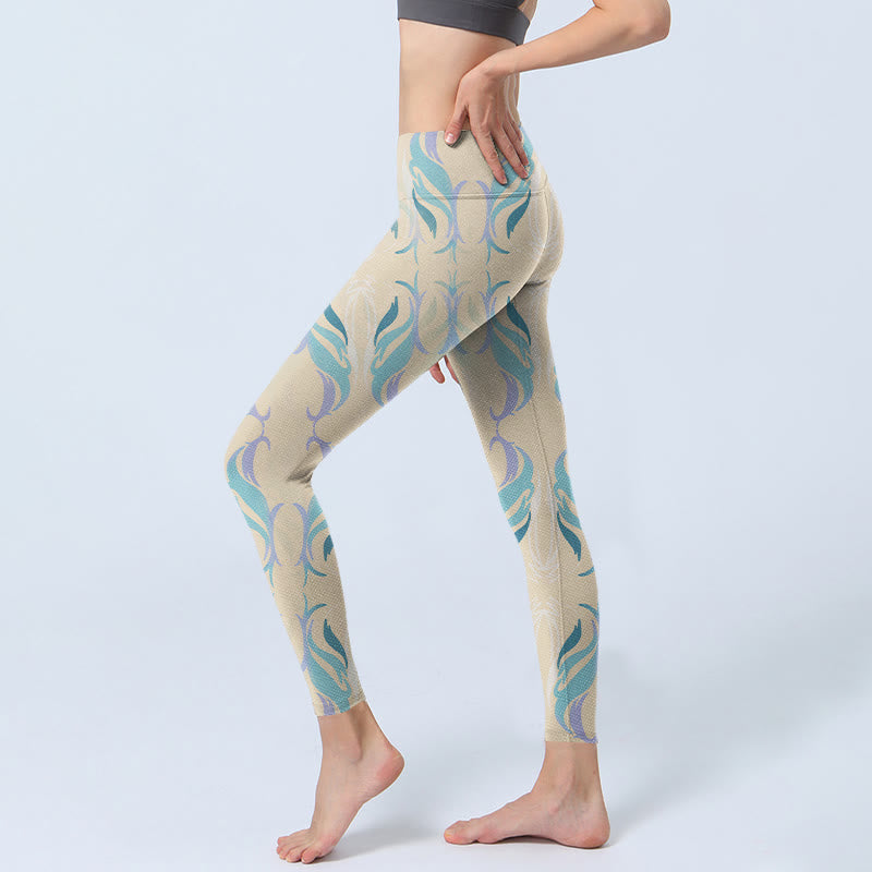 Pantalon de yoga pour femme avec leggings de sport et lignes bleues, violettes et vertes Buddha Stones - image 3