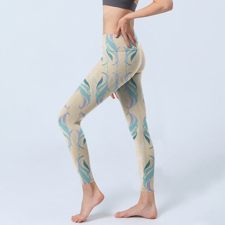 Pantalon de yoga pour femme avec leggings de sport et lignes bleues, violettes et vertes Buddha Stones - image 3