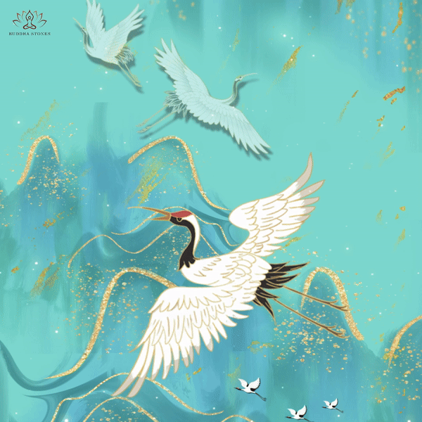 Leggings de fitness en tissu lycra imprimé grue de montagne vert menthe Buddha Stones Pantalon de yoga pour femme - image 1