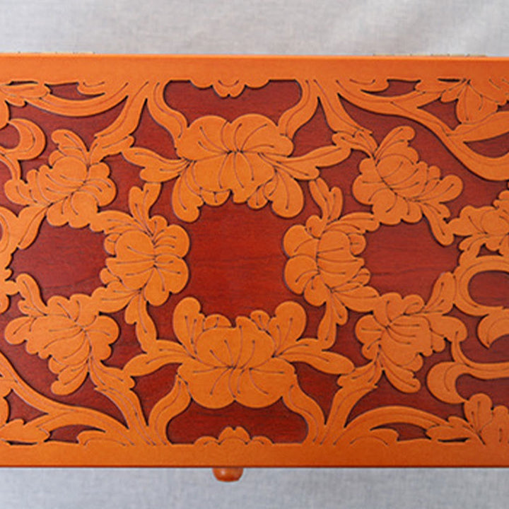 Boîte à bijoux en bois sculpté à six niveaux avec Buddha Stones et fleurs vintage de grande capacité - image 10