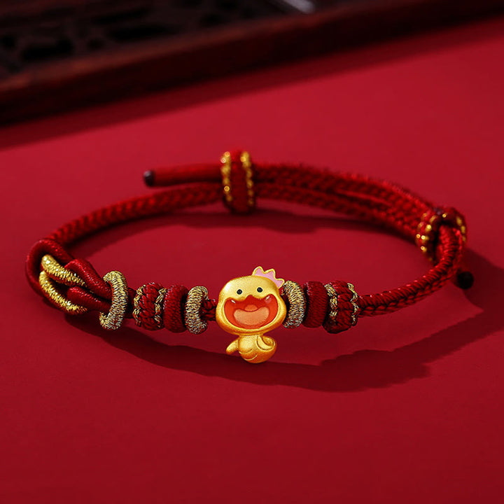 Bracelet de force en argent sterling 925 avec cordon rouge et Buddha Stones Année du serpent
