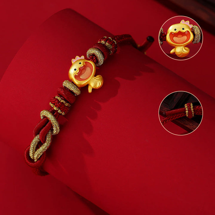 Bracelet de force en argent sterling 925 avec cordon rouge et Buddha Stones Année du serpent