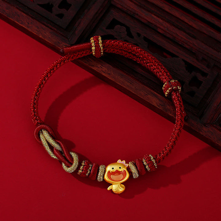 Bracelet de force en argent sterling 925 avec cordon rouge et Buddha Stones Année du serpent
