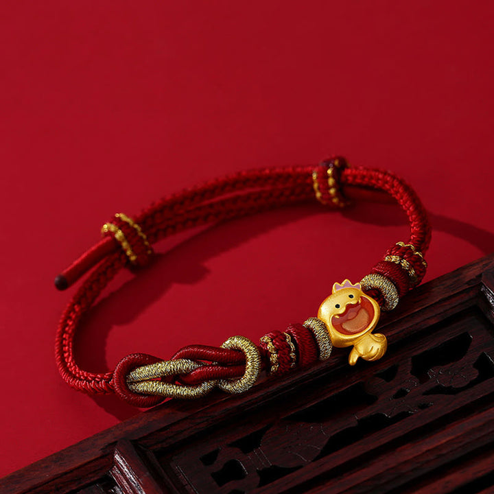 Bracelet de force en argent sterling 925 avec cordon rouge et Buddha Stones Année du serpent