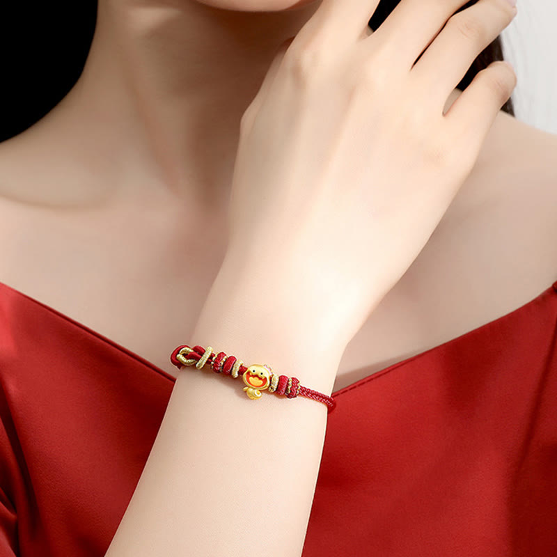 Bracelet de force en argent sterling 925 avec cordon rouge et Buddha Stones Année du serpent