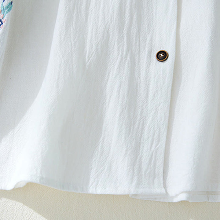 Chemises pour femmes en coton et lin à manches longues avec broderie géométrique et Buddha Stones - image 12