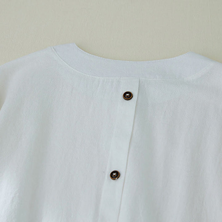 Chemises pour femmes en coton et lin à manches longues avec broderie géométrique et Buddha Stones - image 11