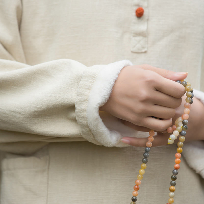 Chemise à manches longues en lin ramie thermique rétro couleur unie Buddha Stones pour femme - image 8