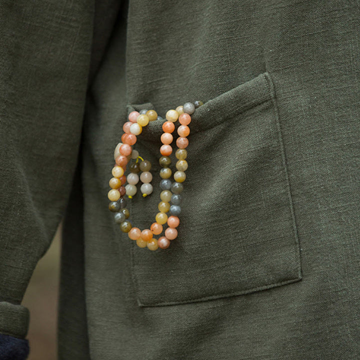 Chemise à manches longues en lin ramie thermique rétro couleur unie Buddha Stones pour femme - image 16