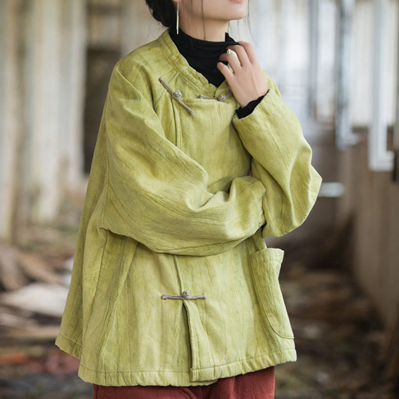 Chemise thermique à manches longues et boutons de grenouille en lin ramie pour femme de couleur unie Buddha Stones - image 18