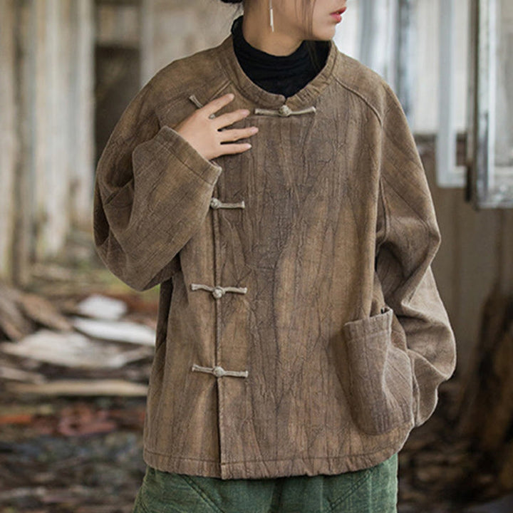 Chemise thermique à manches longues et boutons de grenouille en lin ramie pour femme de couleur unie Buddha Stones - image 12