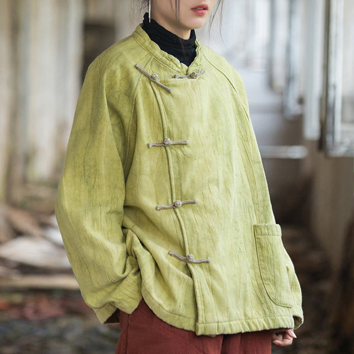 Chemise thermique à manches longues et boutons de grenouille en lin ramie pour femme de couleur unie Buddha Stones - image 19