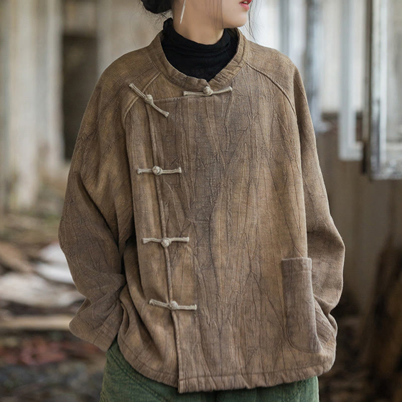 Chemise thermique à manches longues et boutons de grenouille en lin ramie pour femme de couleur unie Buddha Stones - image 11