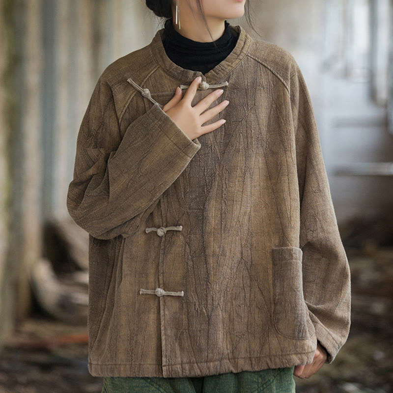 Chemise thermique à manches longues et boutons de grenouille en lin ramie pour femme de couleur unie Buddha Stones - image 13