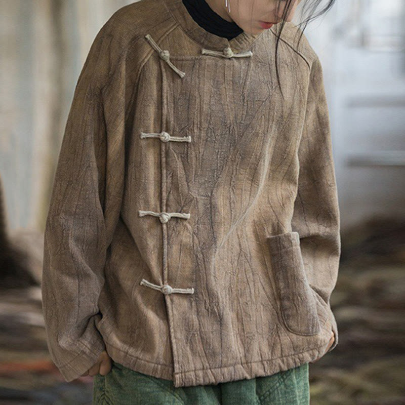 Chemise thermique à manches longues et boutons de grenouille en lin ramie pour femme de couleur unie Buddha Stones - image 15