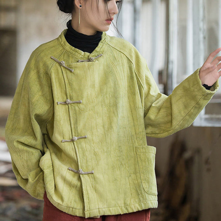 Chemise thermique à manches longues et boutons de grenouille en lin ramie pour femme de couleur unie Buddha Stones - image 21