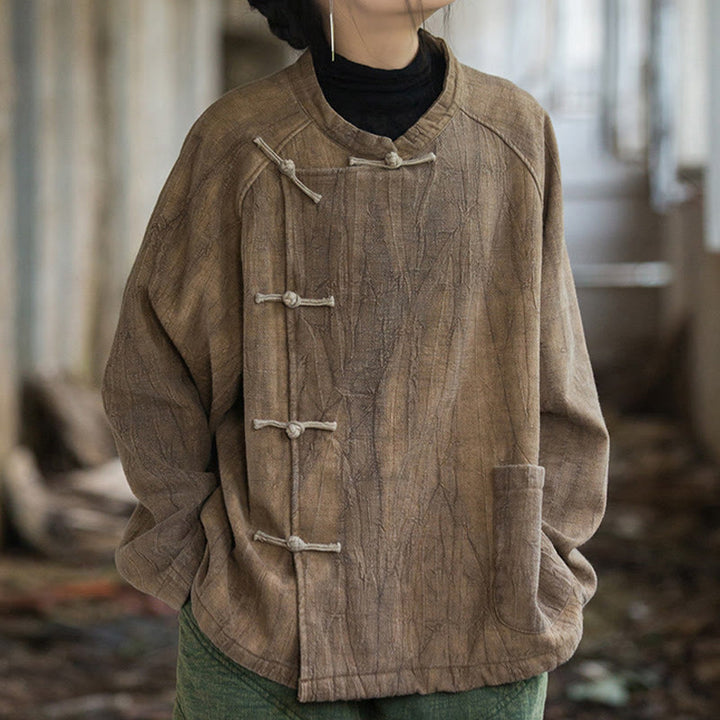 Chemise thermique à manches longues et boutons de grenouille en lin ramie pour femme de couleur unie Buddha Stones - Pérou - US4-12，UK/AU8-16，EU36-44 (F) - image 10