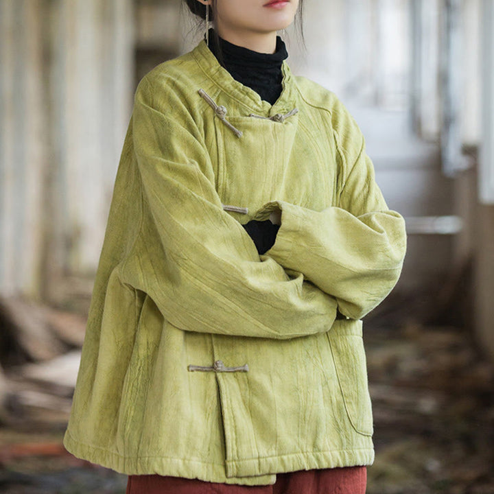 Chemise thermique à manches longues et boutons de grenouille en lin ramie pour femme de couleur unie Buddha Stones - image 20