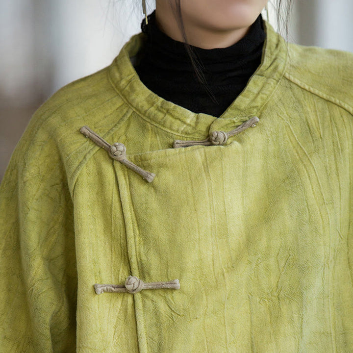 Chemise thermique à manches longues et boutons de grenouille en lin ramie pour femme de couleur unie Buddha Stones - image 22