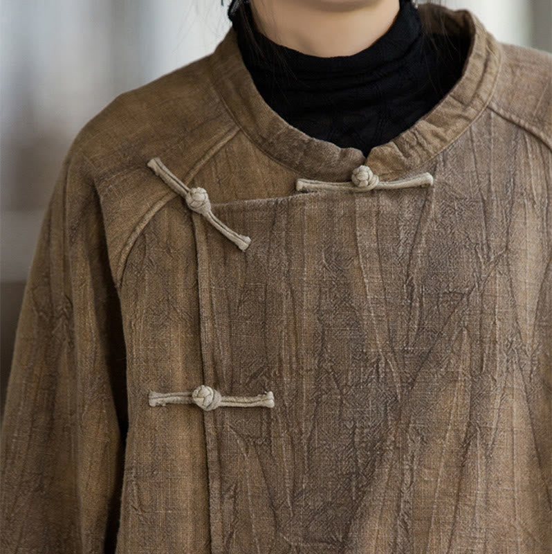 Chemise thermique à manches longues et boutons de grenouille en lin ramie pour femme de couleur unie Buddha Stones - image 16