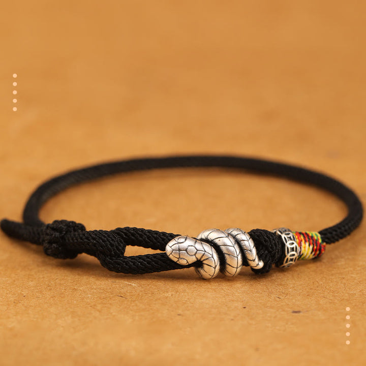 Buddha Stones Bracelet porte-bonheur serpent Année du serpent - Noir - 18-20 cm - image 11