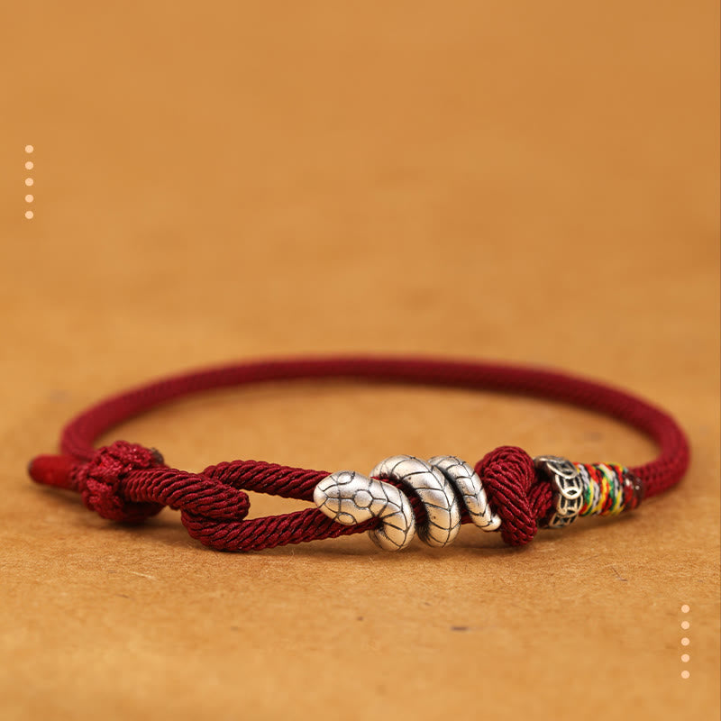 Buddha Stones Bracelet porte-bonheur serpent Année du serpent - Rouge foncé - 18-20 cm - image 0