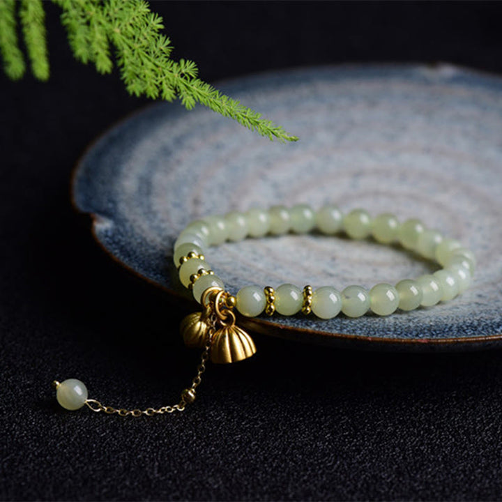 Bracelet porte-bonheur en jade naturel Hetian Buddha Stones