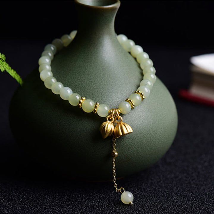 Bracelet porte-bonheur en jade naturel Hetian Buddha Stones