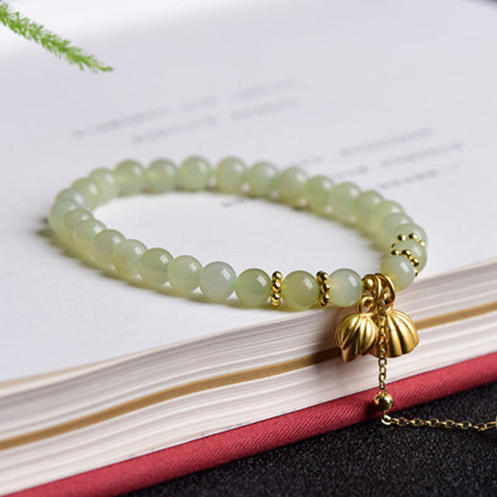 Bracelet porte-bonheur en jade naturel Hetian Buddha Stones