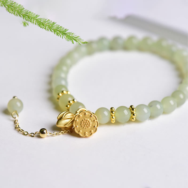 Bracelet porte-bonheur en jade naturel Hetian Buddha Stones